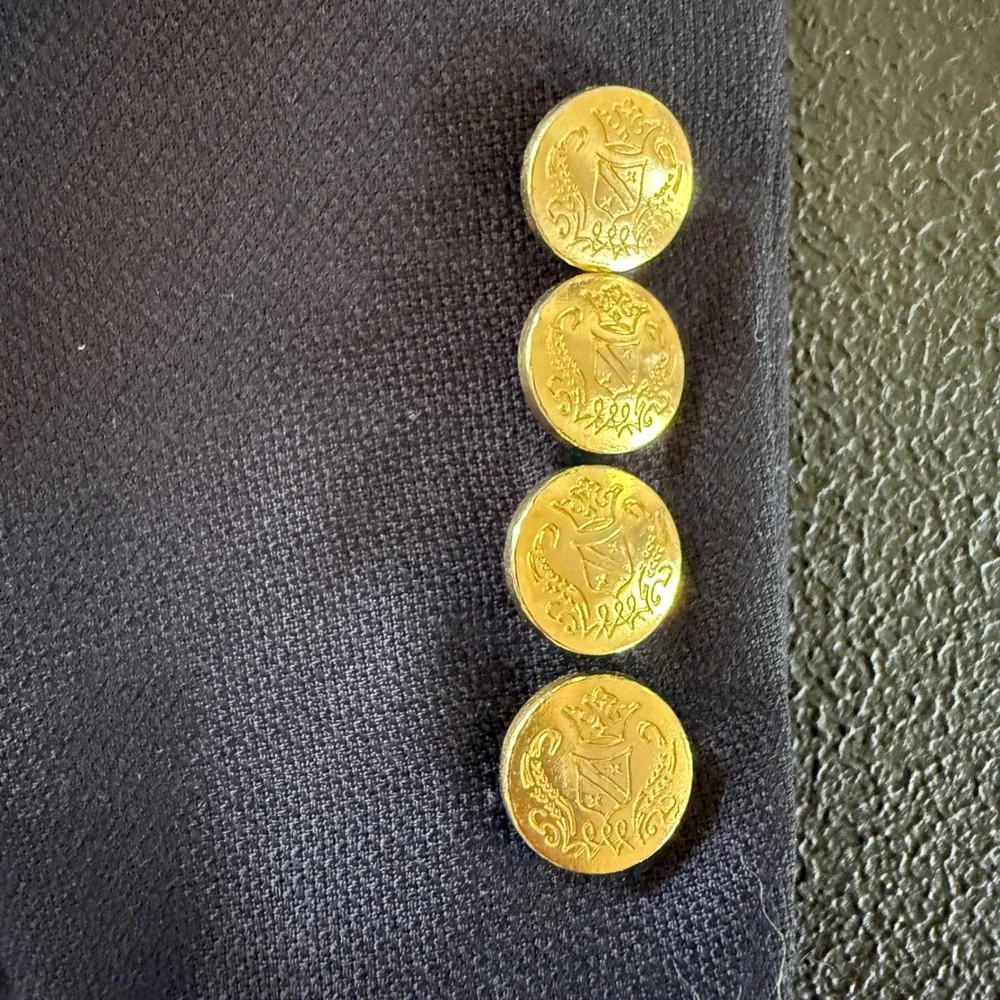 Jos‎ A Bank Travelers Mens Wool Navy Blue Blazer 41R Gold Crest Buttons Tailored